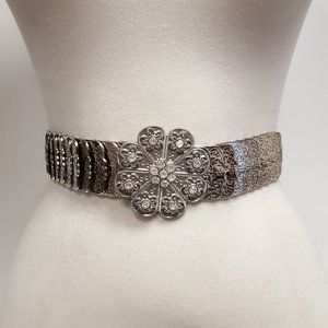 Western Flower Buckle Fish Scale Stretch Belt